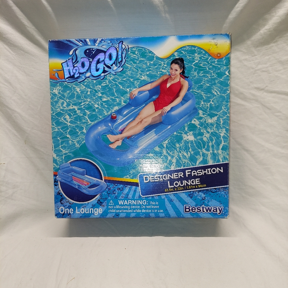 Pool LOUNGE Chair Bestway Inflatable Float Vinyl H2O-GO Backrest & Cup-Holder